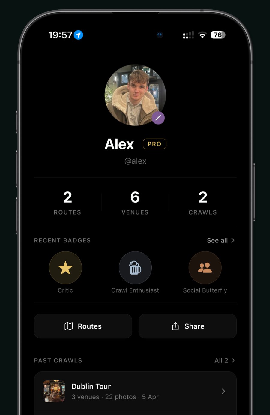 The redesigned profile screen